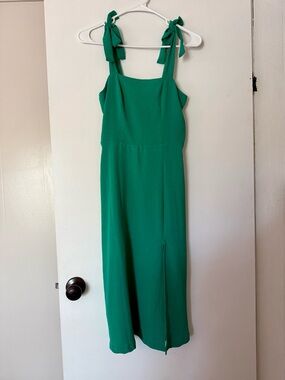 Green Tie-Strap Midi Dress